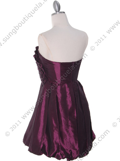 74082 Purple Taffeta Strapless Cocktail Dress - Purple, Back View Medium
