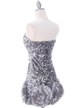 74177 Silver Sequin Party Dress - Silver, Back View Thumbnail