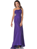 Purple One Shoulder Jeweled Strap Evening Dress with Slit
