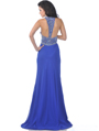 7518 Royal Blue Halter Evening Dress with Bead Embellished - Royal Blue, Back View Thumbnail