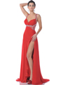 7541 Red Jewels Straps Prom Dress - Red, Front View Thumbnail