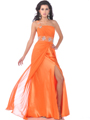 7544 One Shoulder Chiffon Prom Dress - Orange, Front View Thumbnail