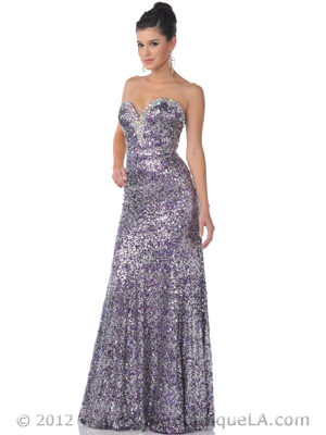 7550 Purple Strapless Sequin Prom Dress, Purple
