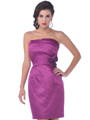 7601 Bridesmaid Dress with Rosette Decor - Purple, Front View Thumbnail
