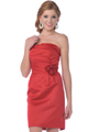 7601 Bridesmaid Dress with Rosette Decor - Red, Front View Thumbnail