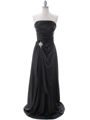 7700 Black Charmeuse Evening Dress - Black, Front View Thumbnail