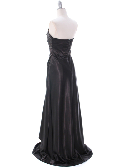 7700 Black Charmeuse Evening Dress - Black, Back View Medium