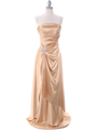 7700 Gold Charmeuse Evening Dress - Gold, Front View Thumbnail