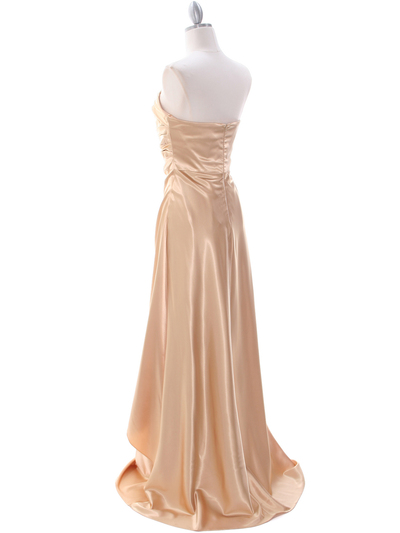 7700 Gold Charmeuse Evening Dress - Gold, Back View Medium
