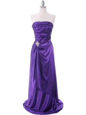 7700 Purple Charmeuse Evening Dress, Purple