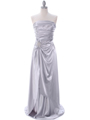 7700 Silver Charmeuse Bridesmaid Dress - Silver, Front View Thumbnail