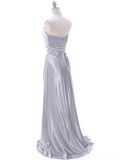 7700 Silver Charmeuse Bridesmaid Dress - Silver, Back View Medium