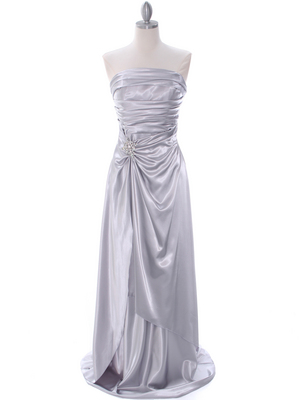 7700 Silver Charmeuse Bridesmaid Dress, Silver