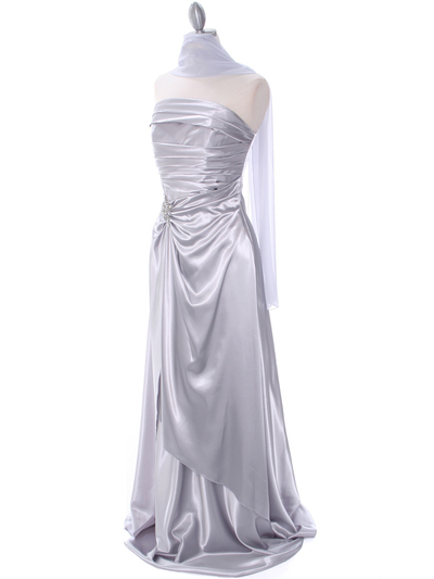 7700 Silver Charmeuse Bridesmaid Dress - Silver, Alt View Medium