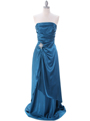 7700 Teal Charmeuse Evening Dress - Teal, Front View Thumbnail