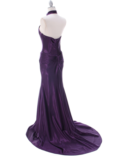 7701 Dark Purple Evening Dress - Dark Purple, Back View Medium