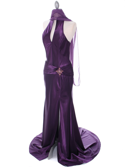 7701 Dark Purple Evening Dress - Dark Purple, Alt View Medium