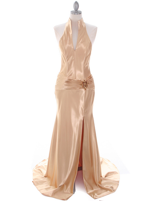 7701 Gold Evening Dress, Gold
