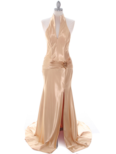 7701 Gold Evening Dress - Gold, Front View Medium