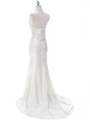 7701 Ivory Evening Dress - Ivory, Back View Thumbnail