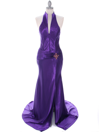 7701 Purple Evening Dress - Purple, Front View Medium