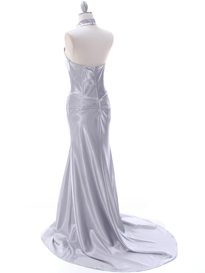 7701 Silver Evening Dress - Silver, Back View Medium