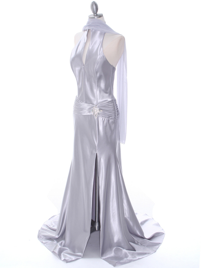 7701 Silver Evening Dress - Silver, Alt View Medium