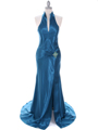 7701 Teal Evening Dress - Teal, Front View Thumbnail