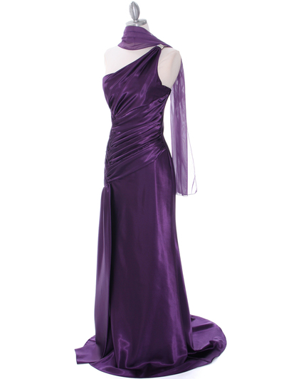 7702 Purple Evening Dress with Rhinestone Straps - Purple, Alt View Medium