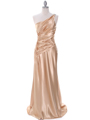 7702 Gold Evening Dress with Rhinestone Straps - Gold, Front View Thumbnail