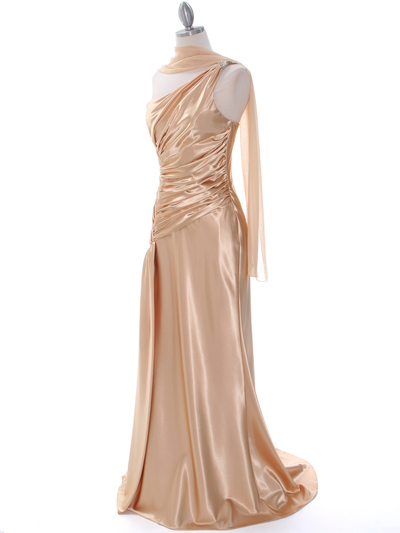 7702 Gold Evening Dress with Rhinestone Straps - Gold, Alt View Medium