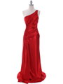 7702 Red Evening Dress with Rhinestone Straps - Red, Front View Thumbnail