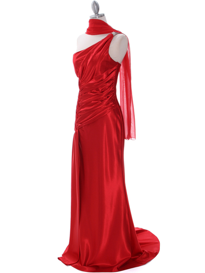 7702 Red Evening Dress with Rhinestone Straps - Red, Alt View Medium