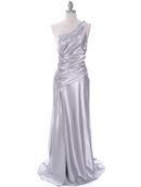 Silver Evening Dress with Rhinestone Straps