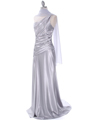 Silver Evening Dress with Rhinestone Straps