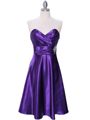 7703 Purple Tea Length Dress - Purple, Front View Thumbnail