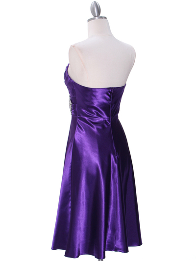 7703 Purple Tea Length Dress - Purple, Back View Medium