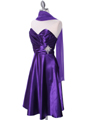 7703 Purple Tea Length Dress - Purple, Alt View Thumbnail