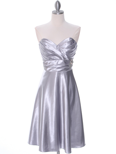 7703 Silver Bridesmaid Dress - Silver, Front View Medium