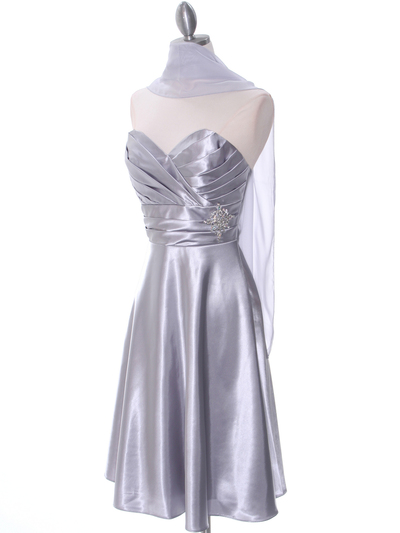 7703 Silver Bridesmaid Dress - Silver, Alt View Medium