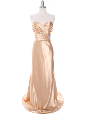 7704 Gold Evening Dress, Gold