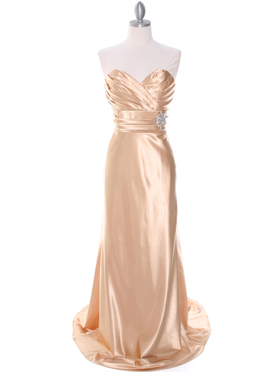 7704 Gold Evening Dress - Gold, Front View Medium