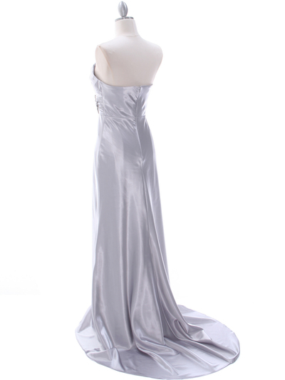 7704 Silver Evening Dress - Silver, Back View Medium