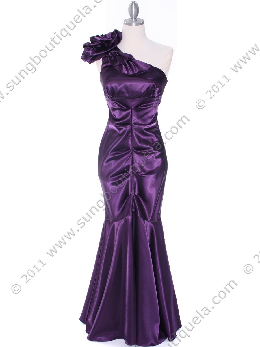 7710 Eggplant Evening Dress - Front Image