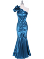 7710 Teal Evening Dress - Teal, Front View Thumbnail
