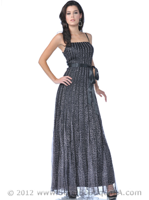 7732L Lace Overlay Leopard Print Evening Dress, Black