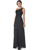 7744 One Shoulder Chiffon Evening Dress, Black