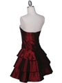 7747 Burgudy Tiered Cocktail Dress - Burgundy, Back View Thumbnail