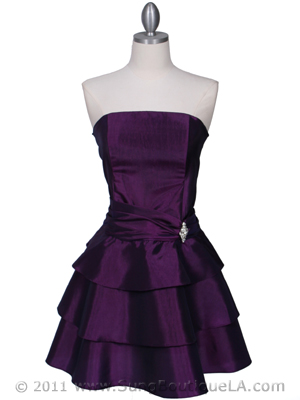7747 Purple Tiered Cocktail Dress, Purple