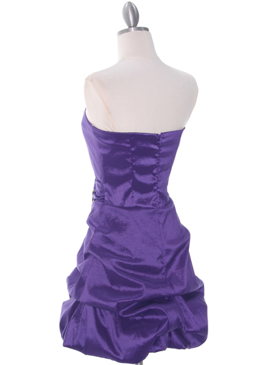 7749 Purple Bubble Hem Cocktail Dress - Purple, Back View Medium